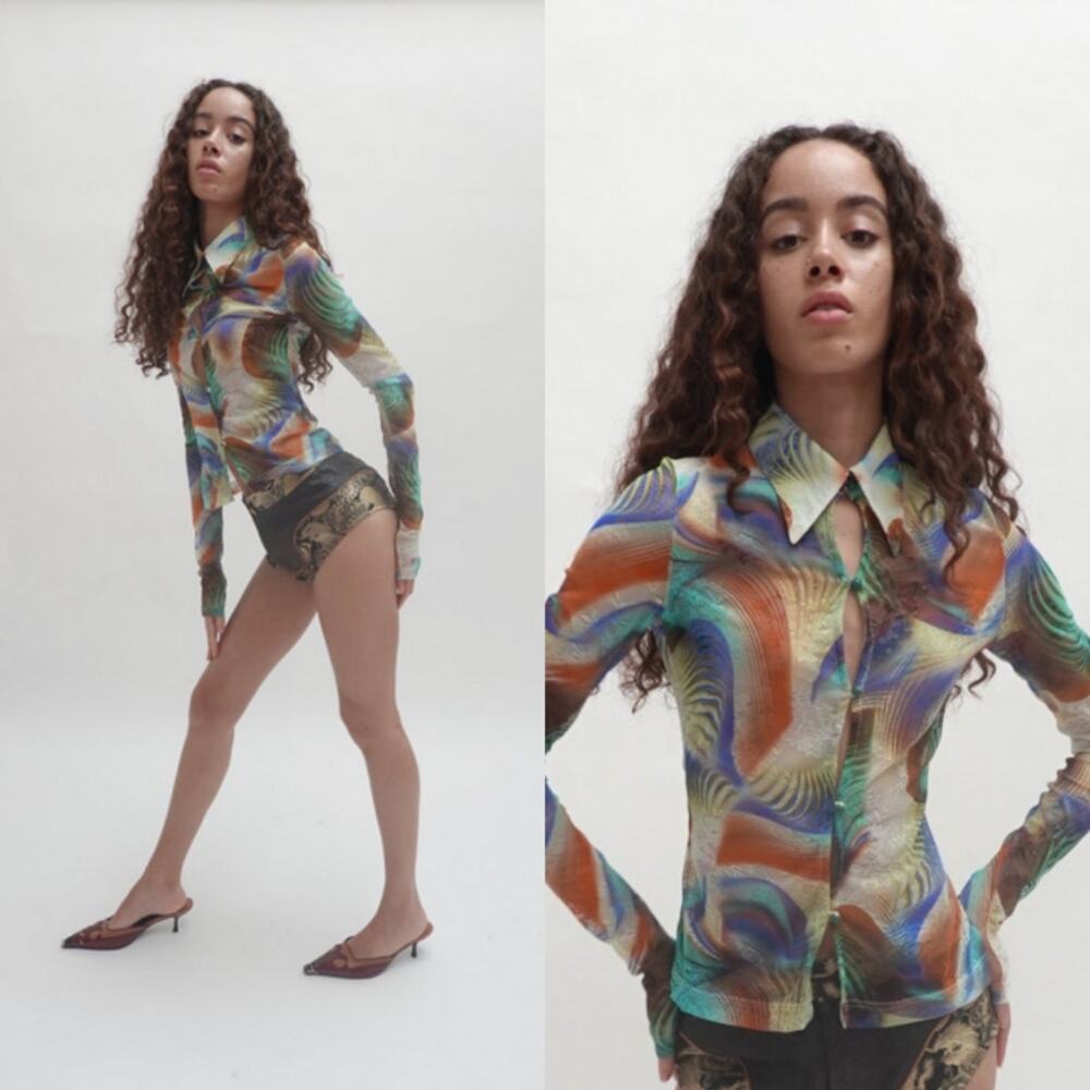 Kim Shui Multicolor Swirl Button Down Shirt